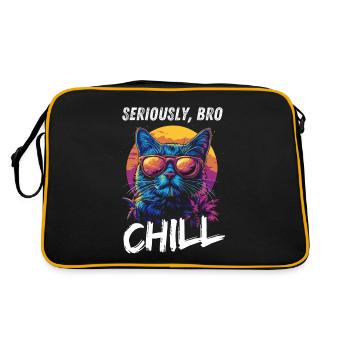Seriously Bro Chill Cat Gamer Meme - Retro Bag - black/gold - Back