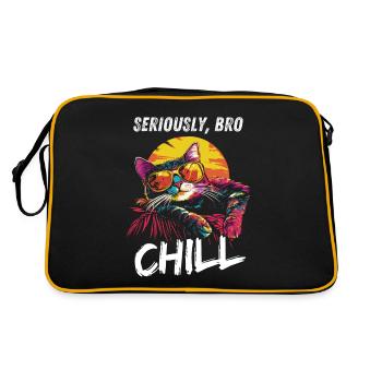 Seriously Bro Chill Cat Sunset Meme - Retro Bag - black/gold - Back