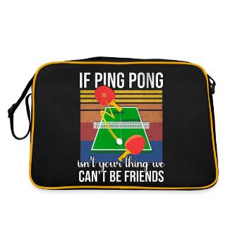 Lustiger Ping Pong Spruch - Retro Tasche - Schwarz/Gold - Hinten