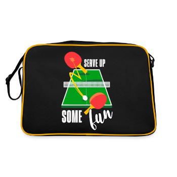 Lustiger Ping Pong Spruch - Retro Tasche - Schwarz/Gold - Hinten