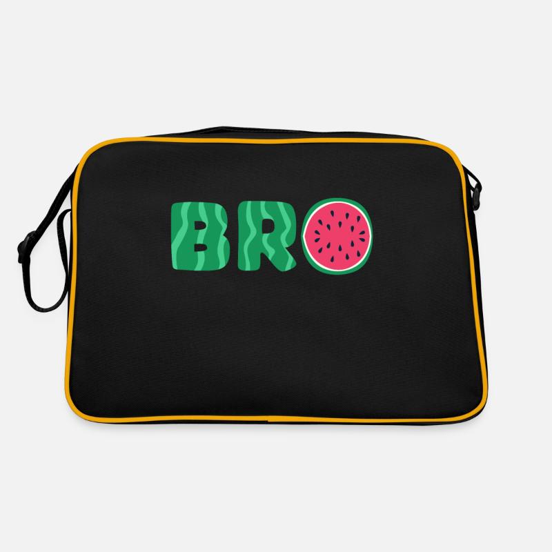 Wassermelone Melone Sommer Frucht Bruder Geschenk - Retro Tasche - Schwarz/Gold