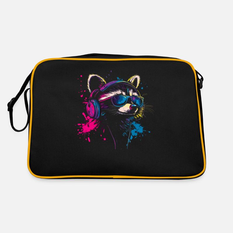 Zocker Waschbär mit Sonnenbrille und Headset Retro Tasche