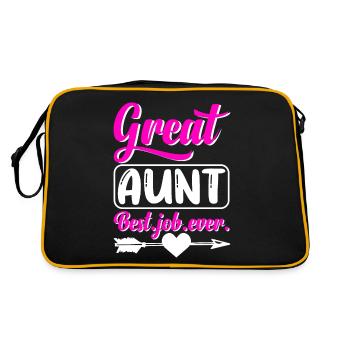 Great Aunt Best Job Ever Cute Arrow and Heart - Retro Tasche - Schwarz/Gold - Hinten