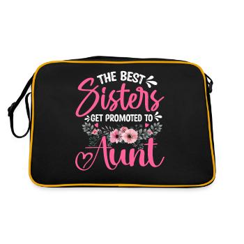 Promoted to Aunt Baby Pregnancy Announcement - Retro Tasche - Schwarz/Gold - Hinten