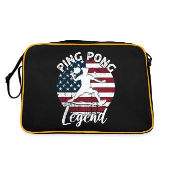 Ping Pong Tischtennis - Retro Tasche - Schwarz/Gold - Hinten