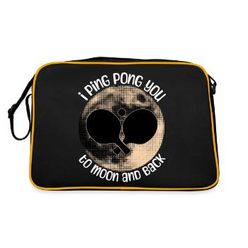 Ping Pong Tischtennis - Retro Tasche - Schwarz/Gold - Hinten