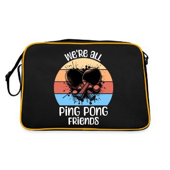 Ping Pong Tischtennis - Retro Tasche - Schwarz/Gold - Hinten