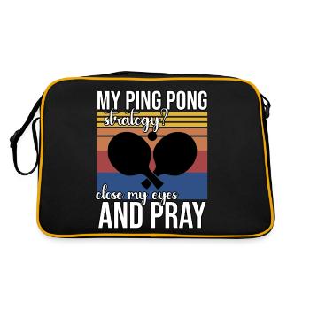 Lustiger Ping Pong Spruch - Retro Tasche - Schwarz/Gold - Hinten