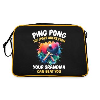 Lustiger Ping Pong Spruch - Retro Tasche - Schwarz/Gold - Hinten