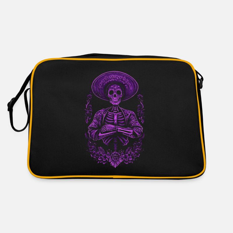 Squelette violet avec illustration de sombrero Sac Retro