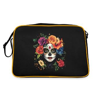 La Catrina colorée avec des roses et des fleurs - Sac Retro - noir/or - Dos