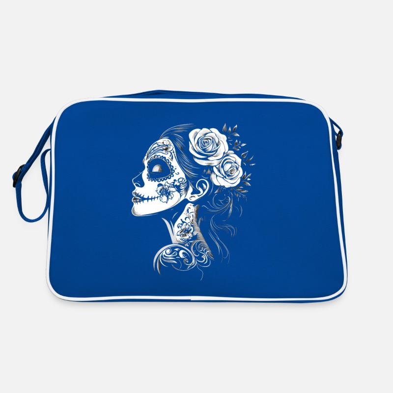 La Catrina Skull Side View with Roses Retro Bag