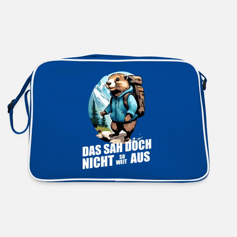 Murmeltier Wanderspruch wandern Berge so weit Retro Tasche