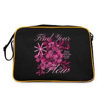 Finde Deinen Flow Blumen Design - Retro Tasche - Schwarz/Gold - Hinten
