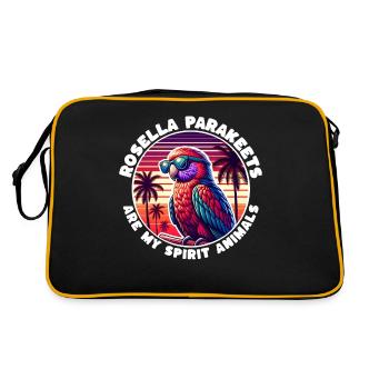Funny Rosella Parakeet Sayings - Retro Bag - black/gold - Back