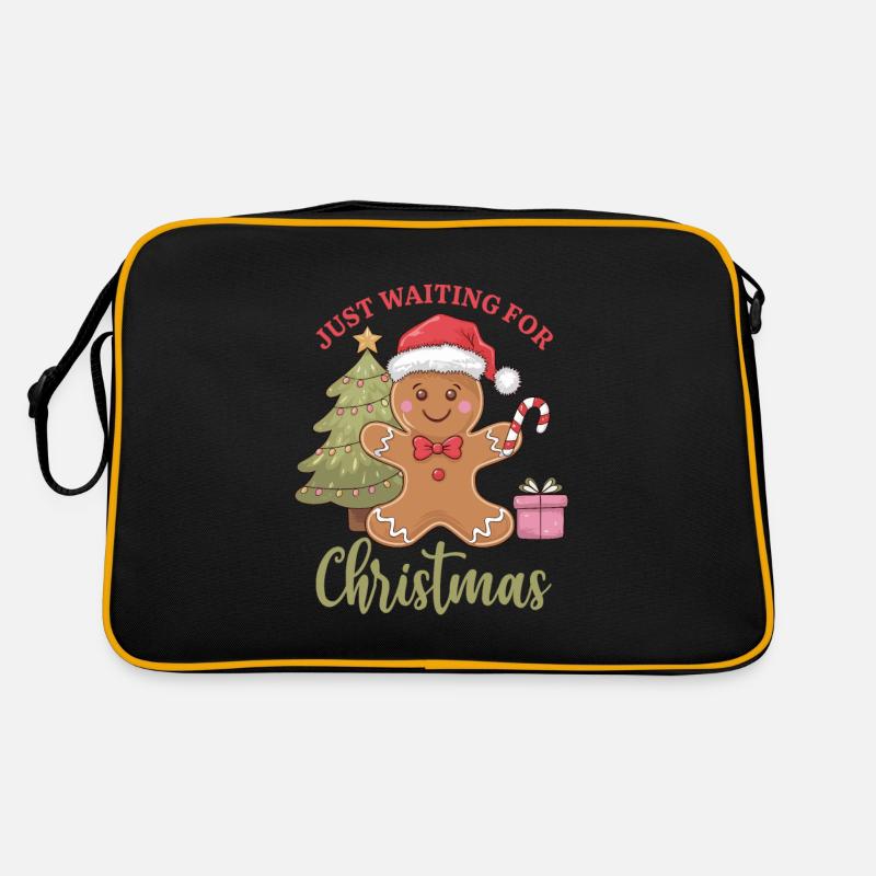 Warten auf Weihnachten - Lebkuchenfreude - Retro Tasche - Schwarz/Gold