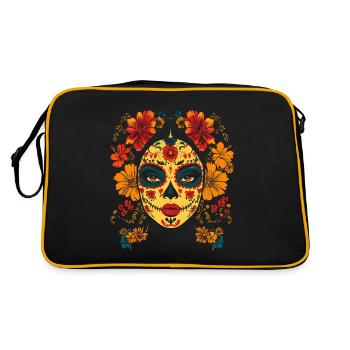Catrina Art with Marigolds Dia de los Muertos - Retro Bag - black/gold - Back