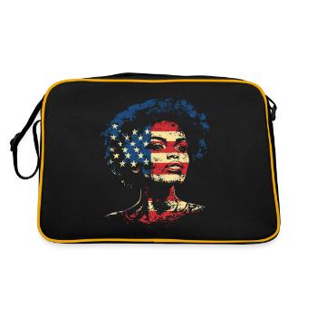 Afro Heritage USA Flagge Black History Kunst - Retro Tasche - Schwarz/Gold - Hinten