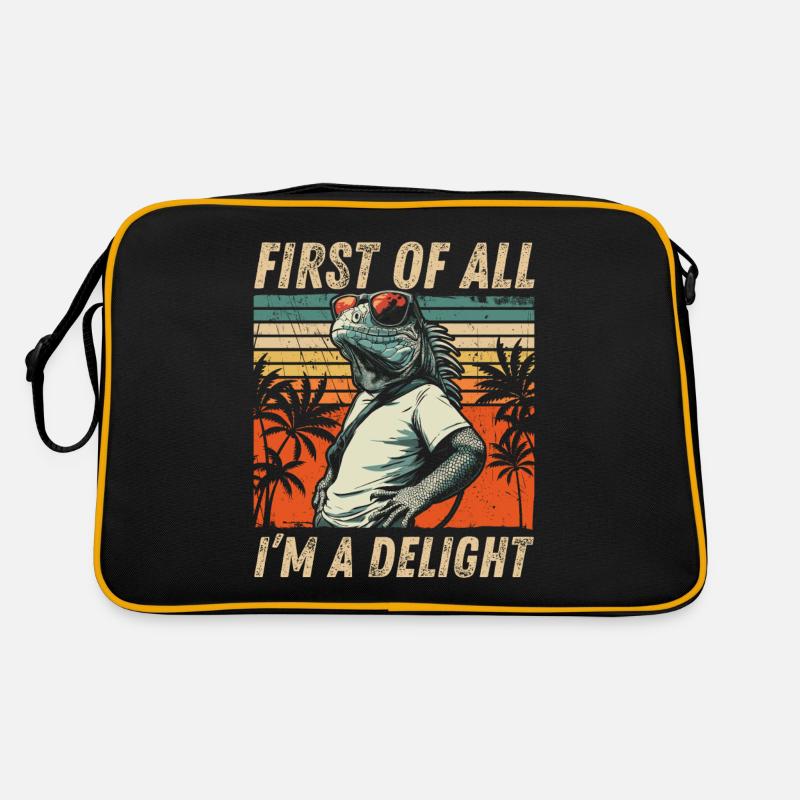 Freches Iguana - Tropischer Sunset Stil Retro Tasche