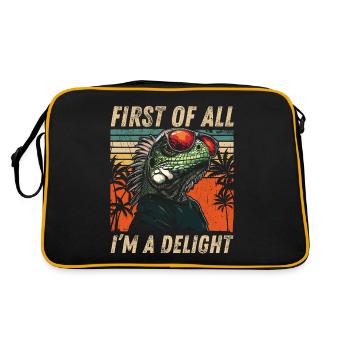 Iguane coloré - Style vintage des tropiques - Sac Retro - noir/or - Dos