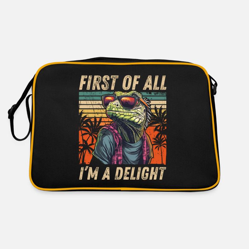 Tropisches Iguana - Retro Sunset Art Retro Tasche