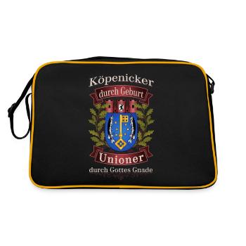 Köpenicker durch Geburt Unioner durch Gottes Gnade - Retro Tasche - Schwarz/Gold - Hinten