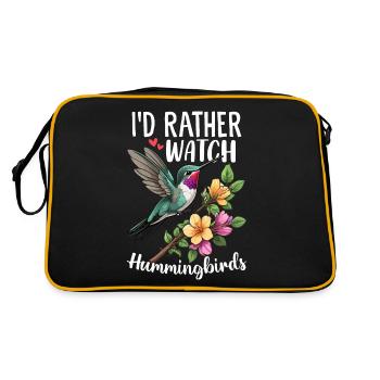 Ich würde lieber Kolibris Nektar Vogel beobachten - Retro Tasche - Schwarz/Gold - Hinten