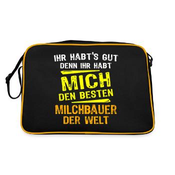 Dairy Farmer Gift - Retro Bag - black/gold - Back