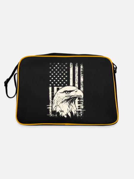 USA Patriot Weißkopfseeadler 4. Juli Veterans Day - Retro Tasche - Schwarz/Gold - Hinten