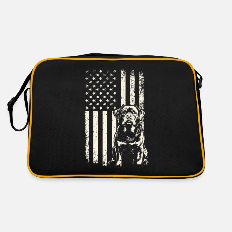 hoSitzender Rottweiler USA 4. Juli und Veterans Da Retro Tasche