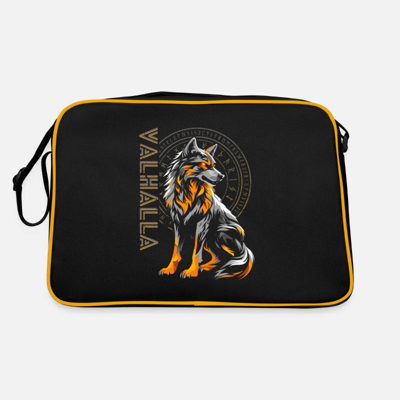 Wolf Vegvisir Nordische Runen Wikinger Walhalla Retro Tasche
