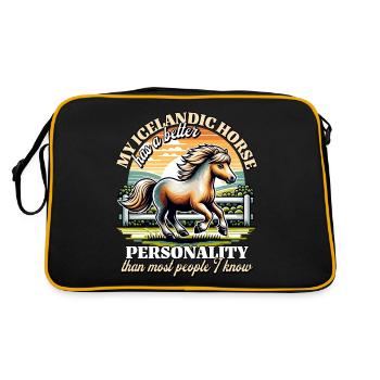 Icelandic Horse Sayings - Retro Bag - black/gold - Back