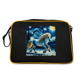 Icelandic Starry Night Icelandic Horse - Retro Bag - black/gold - Back