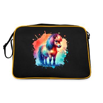 Icelandic Motif Pony Island Horse - Retro Bag - black/gold - Back