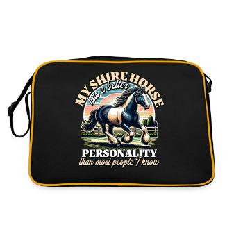 Shire Horse Sprüche Shire Horse - Retro Tasche - Schwarz/Gold - Hinten