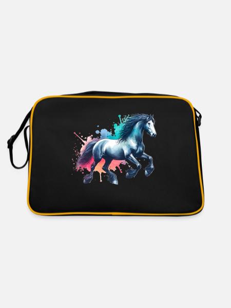 Cheval Frison Friesenpferd Pferd - Sac Retro - noir/or - Dos