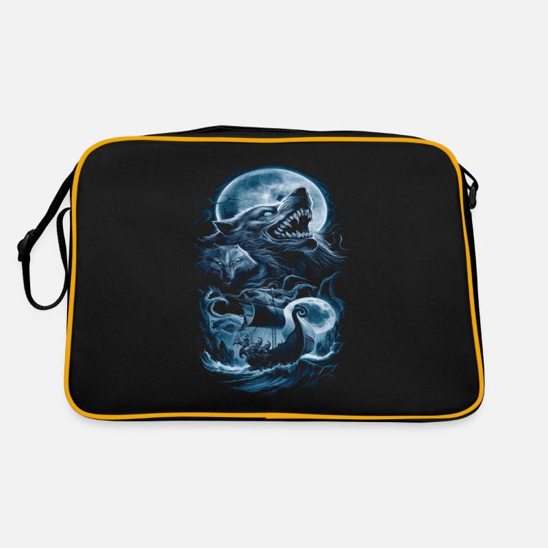 Vikings – Wolves & Ship in the Moonlight Retro Bag
