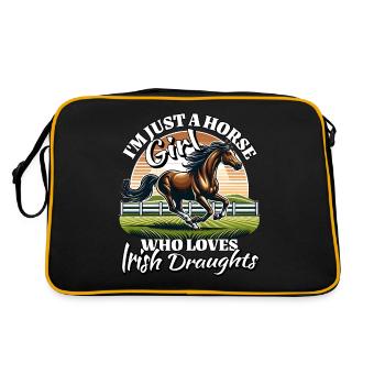 Ich Liebe Irisches Zugpferd Spruch - Retro Tasche - Schwarz/Gold - Hinten
