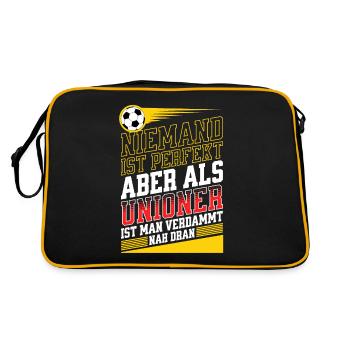 Niemand ist perfekt aber als Unioner nah dran - Retro Tasche - Schwarz/Gold - Hinten