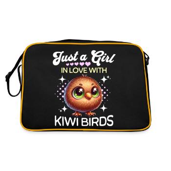 Kiwi Vogel Mädchen Kiwi Bird - Retro Tasche - Schwarz/Gold - Hinten
