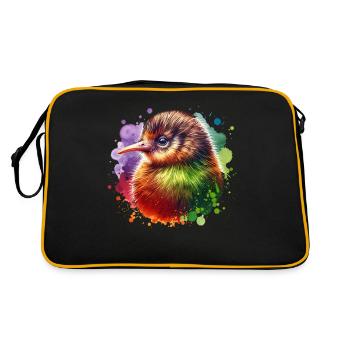 Kiwi Vogel - Retro Tasche - Schwarz/Gold - Hinten