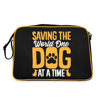 Saving The World One Dog At A Time Funny Animal - Retro Bag - black/gold - Back