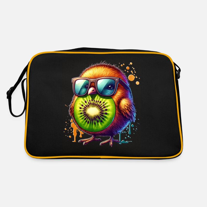 Neuseeland Kiwi - Retro Tasche - Schwarz/Gold