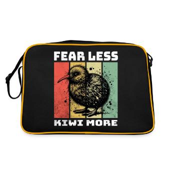 Kiwi Neuseeland Kiwi - Retro Tasche - Schwarz/Gold - Hinten