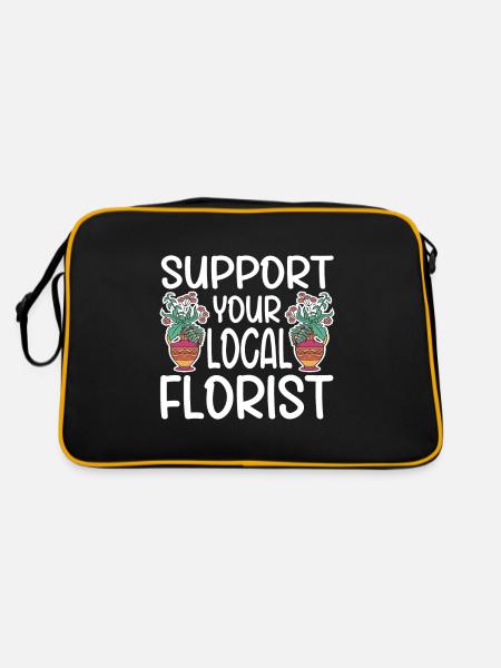 Florist Floral Flower Floristry - Retro Bag - black/gold - Back