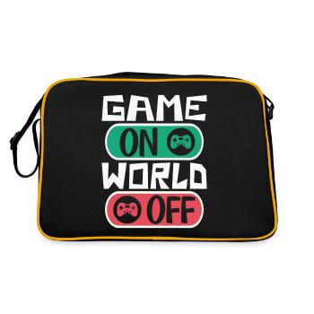 Gaming gamer game on, world off – dicton gamer - Sac Retro - noir/or - Dos