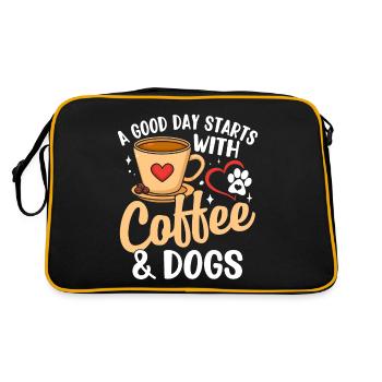 Dog And Coffee Animal Activist Funny Dog Coffee - Retro Bag - black/gold - Back