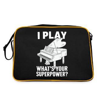 I Play Piano Whats Your Superpower Keyboard Piano - Retro Bag - black/gold - Back