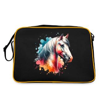 Paso Fino Motiv Pferd - Retro Tasche - Schwarz/Gold - Hinten