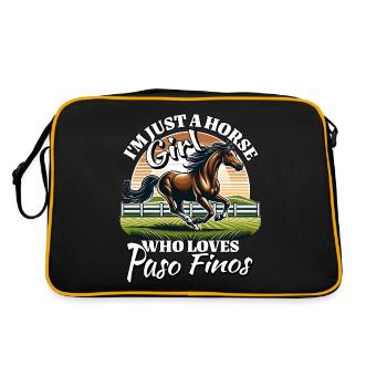 Ich Liebe Paso Fino Spruch - Retro Tasche - Schwarz/Gold - Hinten